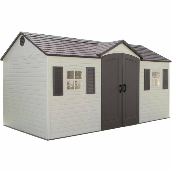 Lifetime 15 ft. x 8 ft. Outdoor Garden Storage Shed with Double Doors & Skylights